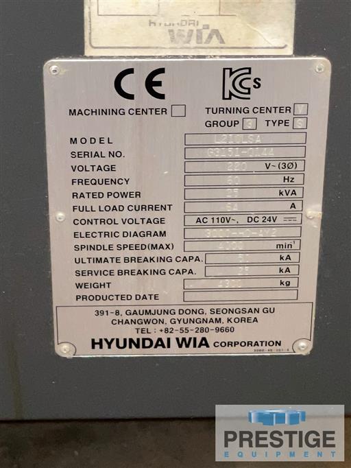Hyundai Wia L210-LSA CNC Turning Center With Sub-Spindle-32280i