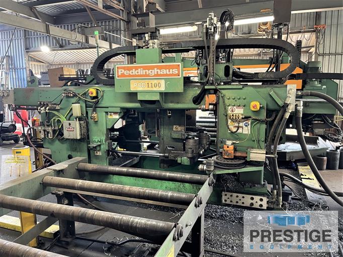 Peddinghaus-PCD1100-3B-Beam-Drill-&-Meba-1250-510-DG-Mitering-Saw-Line-With-Material-Handling