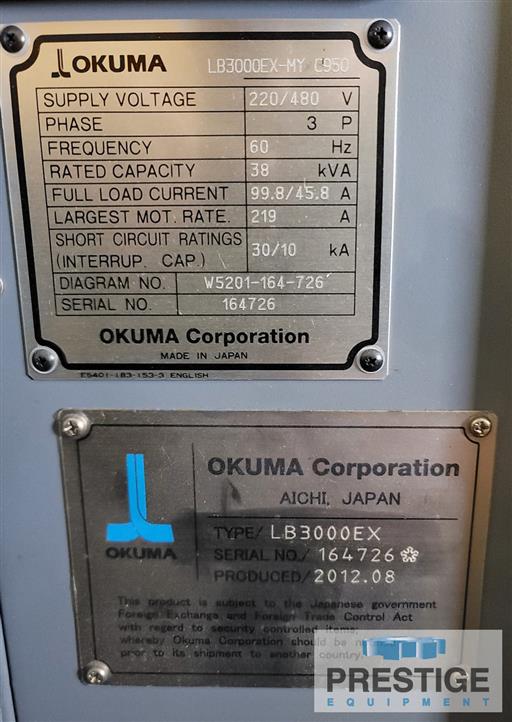 Okuma LB-3000EX-MY 950 CNC Turning and Milling Center-43018h