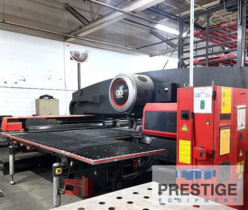 AMADA-EMK-3610NT-33-Ton-Electric-Servo-CNC-Turret-Punch-With-(9)-Shelf-Material-Storage-Load-Cell