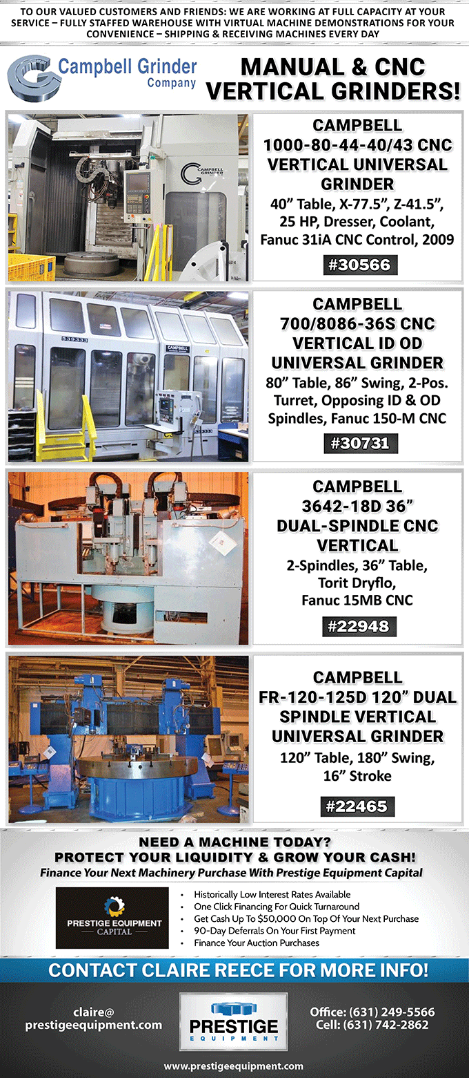 Campbell Manual and CNC Vertical Grinders