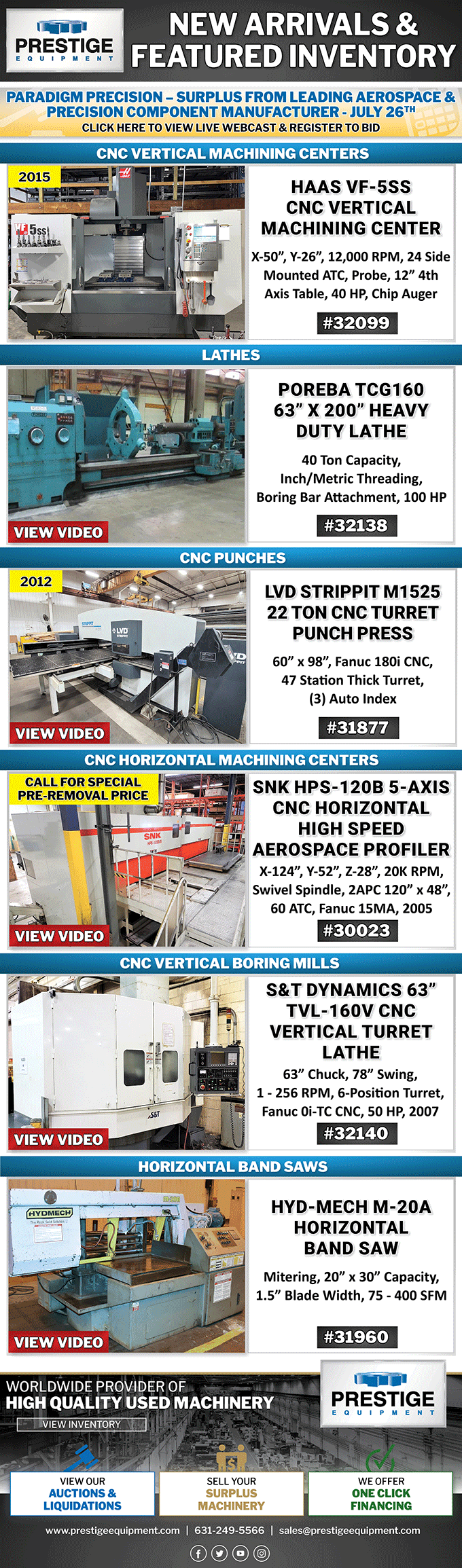 Prestige Equipment New Arrivals and Featured Inventory